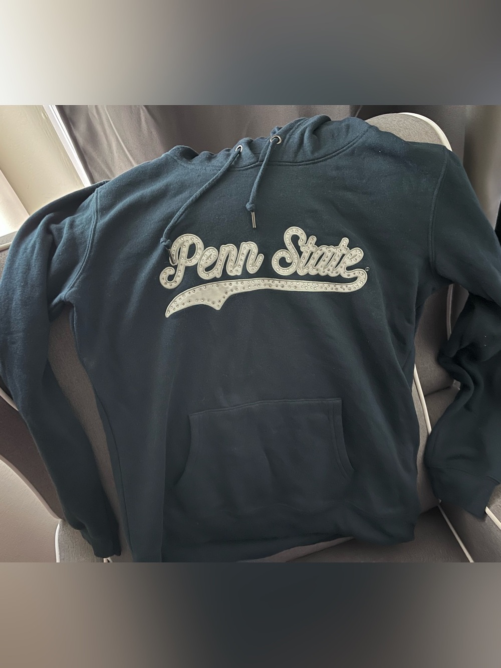 Top of the World Navy Hoodie with White Rhinestone 'Penn State' Script